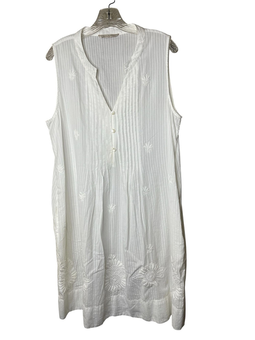 Soft Surroundings Giselle White Sleeveless Embroidered Tunic Nightgown Sz xl - Picture 2 of 6